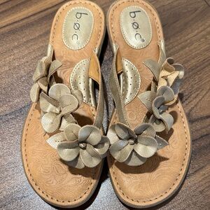 b.o.c. Tan and Gold Floral Sandals